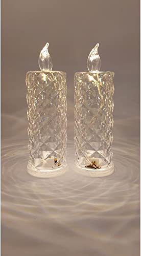 2 Pcs Flameless and Smokeless Decorative Candles Acrylic Led Tea Light Candle perfect for Home, Christmas, Birthday, Diwali, Any Occasion decoration (Transparent)