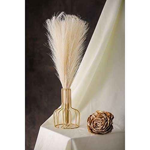 SATYAM KRAFT 3 Pcs small Faux Pampas Grass Fluffy Artificial Flowers Fake Flower for Home, Office, Bedroom, Balcony, Living Room, Table Decoration, Plants and Craft Items Corner