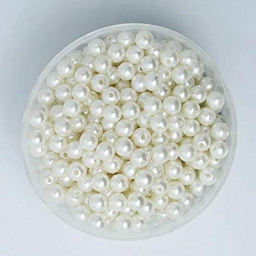 SATYAM KRAFT 300 Pcs Artificial Off White Moti (14 mm) Pearls Beads for Jewellery Making, Earring, Necklace, Bracelet Set for Beading, Crafting, Scrap Booking and Hand Embroidery Materials DIY