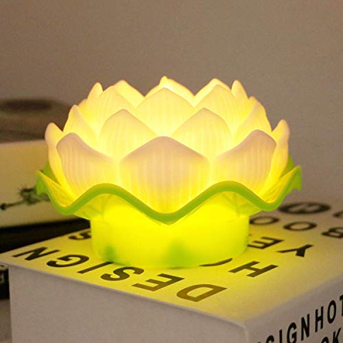 Lotus Shape Flame Less Led Candle for Home Decoration - 1 Piece, Yellow.