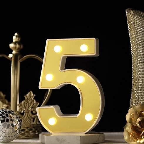 Marquee Alphabet Shaped Led Light - Asthetic Decorations Letter Light for Romantic Gift, Bedroom, Table, Home Decoration, Night Light Lamp (Golden, 1 Piece) (Numbers)