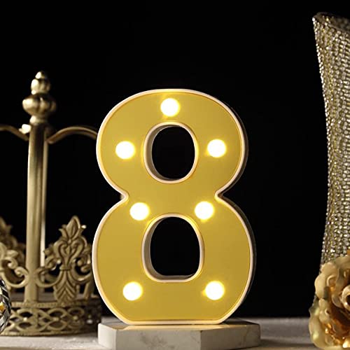 Marquee Alphabet Shaped Led Light - Asthetic Decorations Letter Light for Romantic Gift, Bedroom, Table, Home Decoration, Night Light Lamp (Golden, 1 Piece) (Numbers)