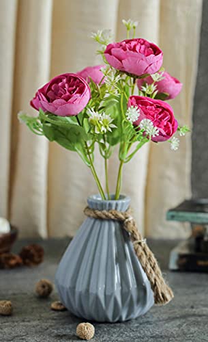 1 Pcs Bunch Artificial Bridal Piano Rose Peony Flower for Gifting, Fake Flowers Sticks Bunch decorative items for home, Office, Room Decorations, Diwali Decoration (Without Vase Pot)