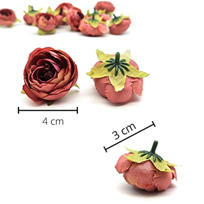 SATYAM KRAFT 12 pcs Artificial Peony Head Rose Flowers, 4 cm.