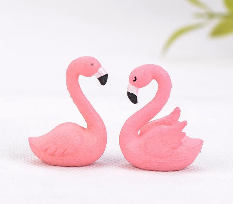 1 Set Mini Flamingo Figurines Miniature Multiuse as Decorations, Cake Topper, Toys, Showpieces, Table Topper, Gift Item (6 Pieces)