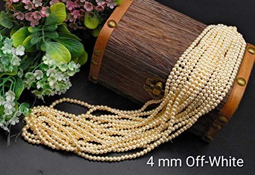 moti (Off-White) (4 mm)1200 PCS Pearl, Crafts Artificial Pearl Beads for Beading DIY Jewellery