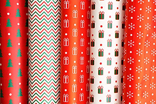 SATYAM KRAFT 10 Pcs Red and White Gift Wrapping Paper Sheets for