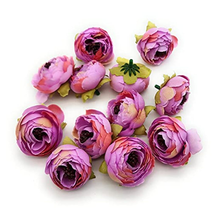 12 pcs Artificial Peony Head Rose Flowers, 4 cm.