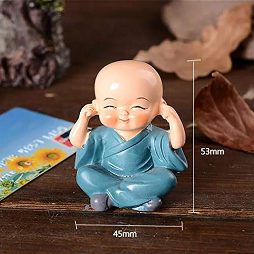 4 Pcs Monk Buddha Miniature Showpiece Set Monks Figurine Statue, Cute Little Monks Statue Wealth Lucky Figurine Unique Gift, Don't Think, Don't Look, Don't Say, Don't Listen Decoration For Home (4 Piece, Cute Buddha Set)