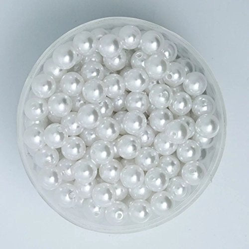 1200 Pcs Artificial White Moti (10 mm) Pearls Beads for artificial jewellery making, Earring , Necklace , Bracelet Set for Girls and Women, beading, crafting, scrap booking and hand embroidery materials DIY Jewellery (1200 Pieces)