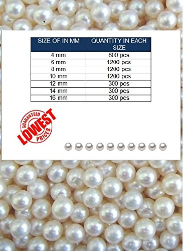 SATYAM KRAFT 1200 Pcs Artificial White Moti (4 mm) Pearls Beads for artificial jewellery making, Earring , Necklace , Bracelet Set for Girls and Women, beading, crafting, scrap booking and hand embroidery materials DIY Jewellery (1200 Pieces)