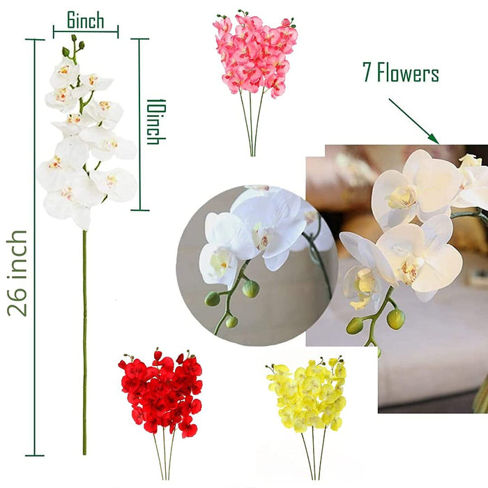 SATYAM KRAFT 3 Pcs Artificial Gladiolus Mix Orchid Flower For Gifting, Home, Bedroom, Garden, Balcony, Office Corner, Living Room,Restaurant Centerpieces Decoration and Craft (Without Vase Pot)