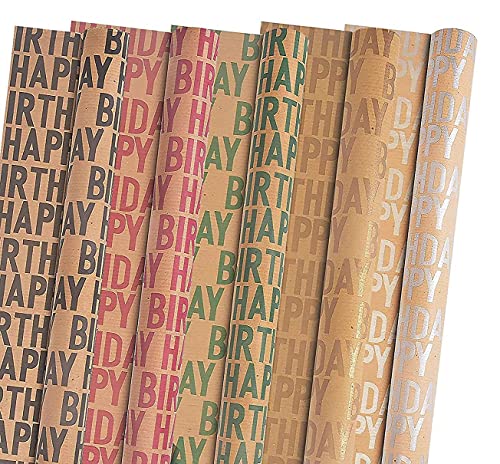 10 Pcs Happy Birthday Print Gift Wrapping Paper With 10 GIFT Tags for Birthday Gifts, Return Gifts and DIY