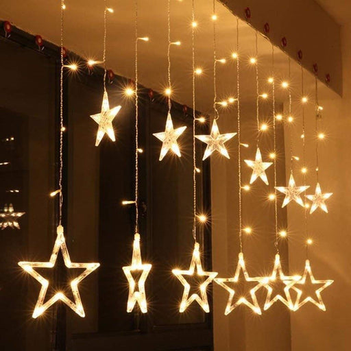 1 Piece Acrylic Fairy Star Curtain LED Light - Perfect for Home, Festivals, Events, Balconies, Birthday, Gardens, lndoors, Diwali Decor,Festival(Yellow)(6.6 feet X 3.3 feet)