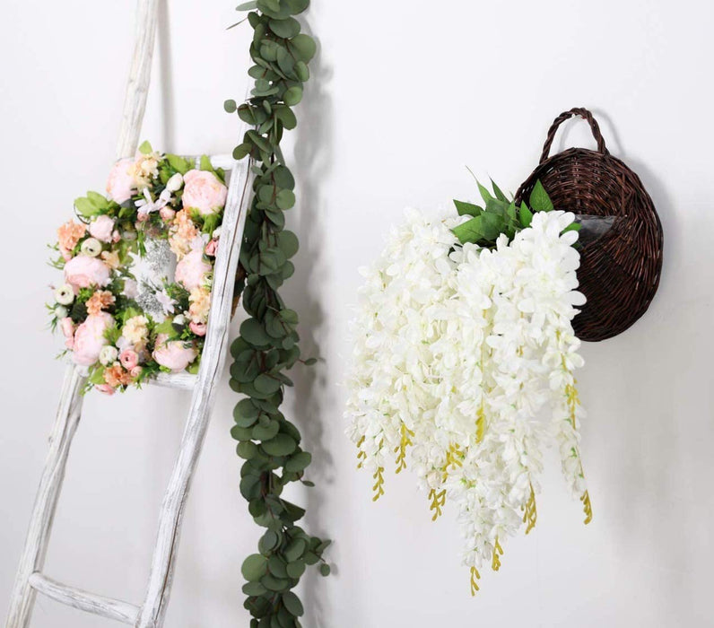 12 pcs Wisteria Artificial Small Flowers for Home Decoration and Craft (Pack of 12, White)