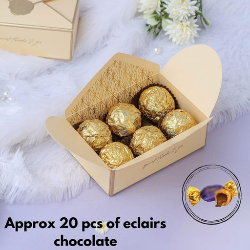 Small Decorative Folding Storage Box for Return Gift, Birthday, Boxes, Perfect for Packing Chocolate, Dry Fruits, and Invitations (Orange)