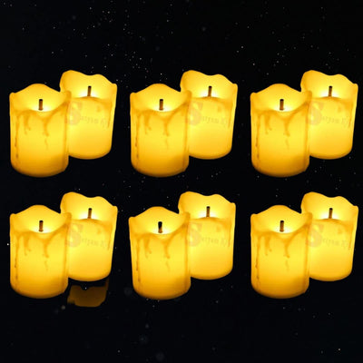 24 Pcs Flameless and Smokeless Decorative Melting Candles Led Tea Light Candle perfect for Gifting, House, Light for Balcony, Room, Birthday, valentine's day, Festival Decorative Candles (Yellow, 5 cm)