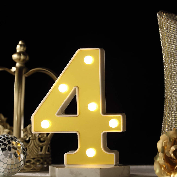 SATYAM KRAFT Marquee Alphabet Shaped Led Light - Asthetic Decorations Letter Light for Romantic Gift, Bedroom, Table, Home Decoration, Night Light Lamp (Golden, 1 Piece) (Numbers)