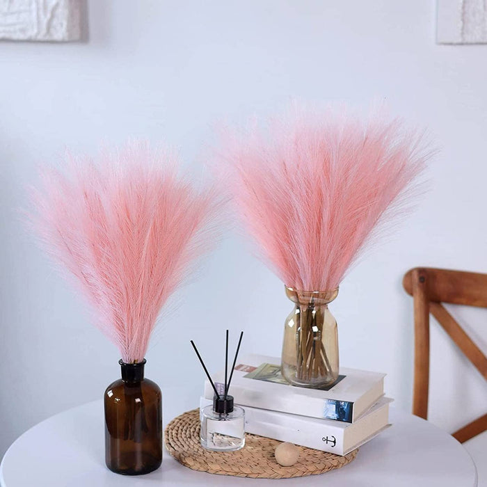 3 Pcs small Faux Pampas Grass Fluffy Artificial Flowers Fake Flower for Home, Office, Bedroom, Balcony, Living Room, Table Decoration, Plants and Craft Items Corner