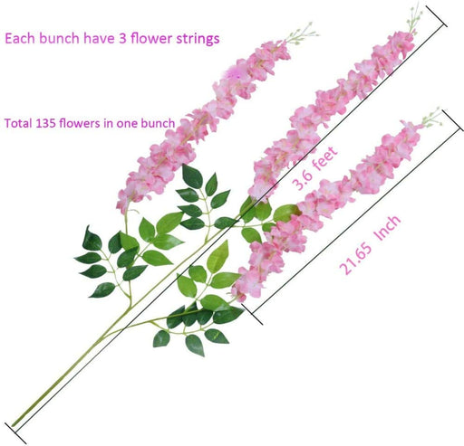 SATYAM KRAFT 12 Pcs Wisteria Artificial Flower for Home Decoration and Craft(Pack of 12, Light Pink)