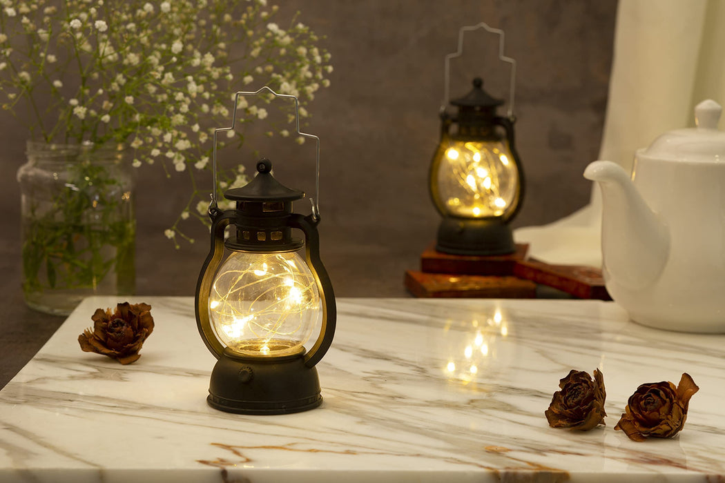 SATYAM KRAFT Acrylic Antique LED Lamp Hurricane Wall Hanging Led String Light Holder for Wall Home Lobby Drawing Room Living Room Bedroom