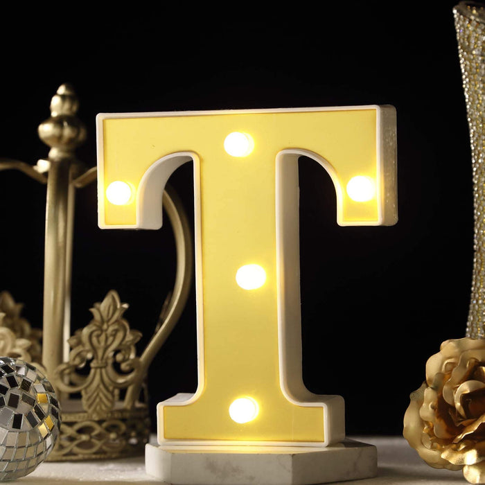 Marquee Alphabet Shaped Led Light - Asthetic Decorations Letter Light for Romantic Gift, Bedroom, Table, Home Decoration, Night Light Lamp (Golden, 1 Piece) (Letters)