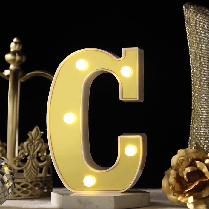 SATYAM KRAFT Marquee Alphabet Shaped Led Light - Asthetic Decorations Letter Light for Romantic Gift, Bedroom, Table, Home Decoration, Night Light Lamp (Golden, 1 Piece) (Letters)