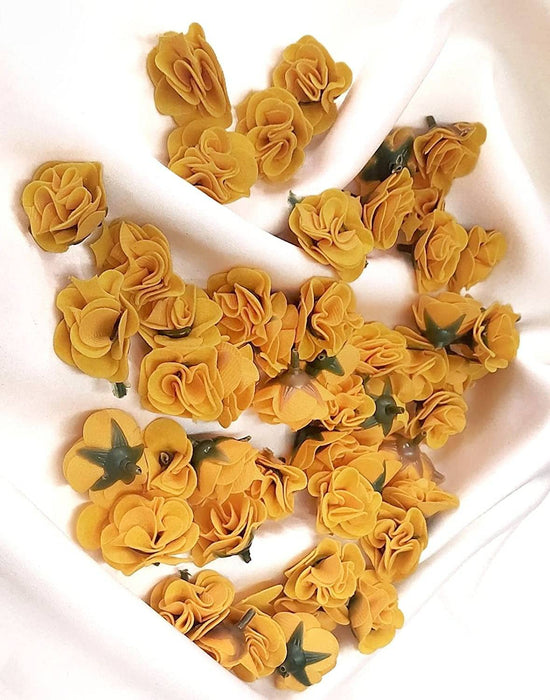SATYAM KRAFT 50 Pcs Small Beautiful stemless Artificial Flowers Roses for Decorating Purposes and DIY, Crafting, Home Decor, Festival, Pooja Room, Diwali Decoration, Potpourri