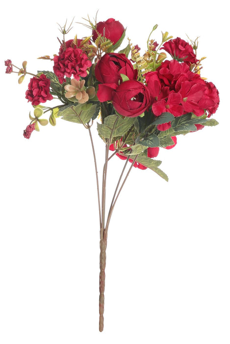 SATYAM KRAFT 1 Pcs Artificial Head Rose Peony Fake Flowers Sticks Bunch decorative items for home Diwali Decor ,Room Decorations, Living Room Table Decoration Plants and Craft Items Corner ( Without Vase Pot ) -1 Pieces