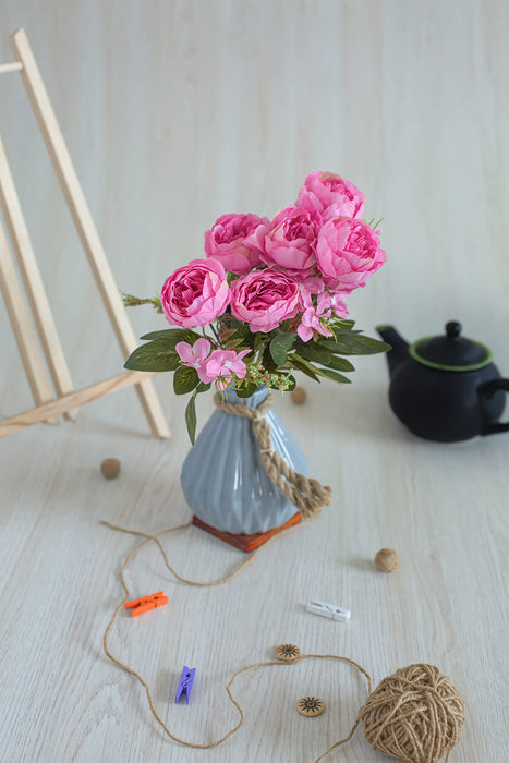 1 Pcs Artificial Lovely Rose Fake Flowers Sticks Bunch decorative items for home Decor ,Room Decorations, Living Room Table, Diwali Decoration Plants and Craft Items Corner (Without Vase Pot)