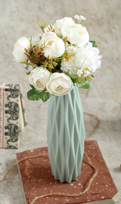 Artificial Head Rose Peony Fake Flowers Sticks Bunch decorative items for home Diwali Decor ,Room Decorations, Living Room Table Decoration Plants and Craft Items Corner ( Without Vase Pot )