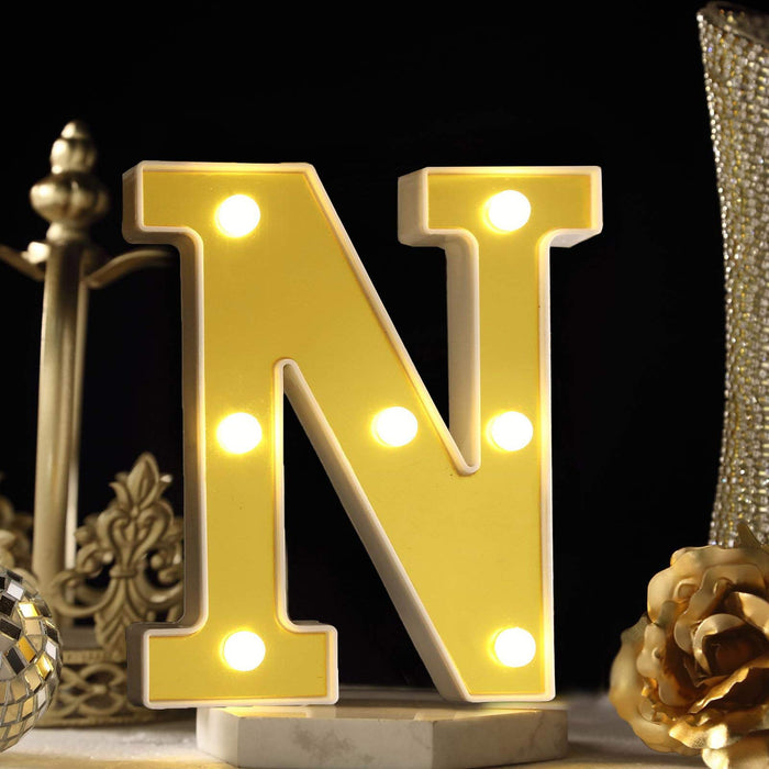 SATYAM KRAFT Marquee Alphabet Shaped Led Light - Asthetic Decorations Letter Light for Romantic Gift, Bedroom, Table, Home Decoration, Night Light Lamp (Golden, 1 Piece) (Letters)