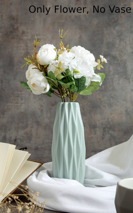 Artificial Head Rose Peony Fake Flowers Sticks Bunch decorative items for home Diwali Decor ,Room Decorations, Living Room Table Decoration Plants and Craft Items Corner ( Without Vase Pot )