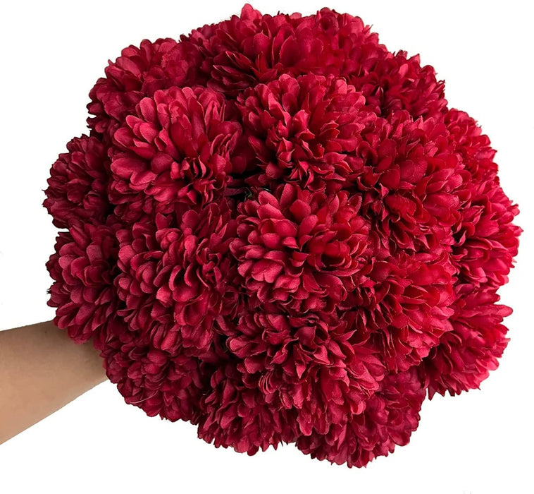 5 Pcs Artificial Chrysanthemum Ball Hydrangea Flower Stick for Home, Office, Bedroom, Balcony, Living Room Decoration and Craft - (Pack of 5) (Without Vase Pot)