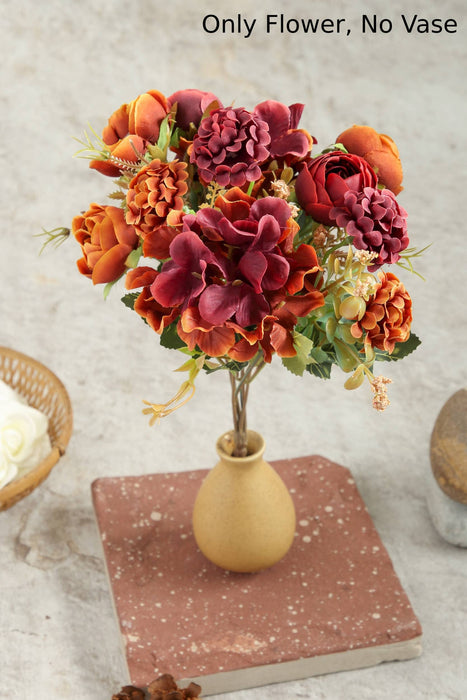 Artificial Head Rose Peony Fake Flowers Sticks Bunch decorative items for home Diwali Decor ,Room Decorations, Living Room Table Decoration Plants and Craft Items Corner ( Without Vase Pot )