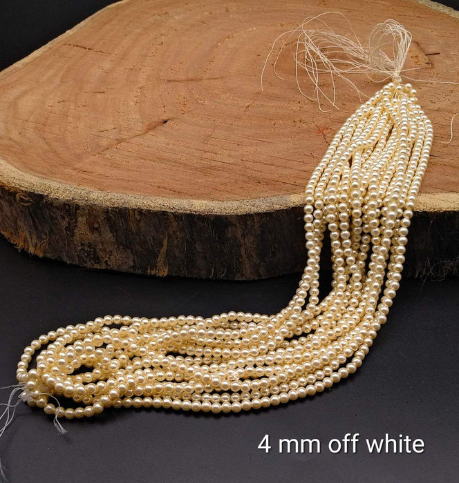 Moti (Off-White) (4 mm) 600 PCS Pearl, Crafts Artificial Pearl Beads for Artificial Jewellery Making, Beading, Crafting, Scrap Booking and Hand Embroidery Materials DIY Jewellery
