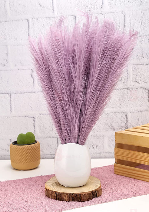 SATYAM KRAFT 3 Pcs Faux Pampas Grass Small Fluffy Artificial Flowers Fake Flower for Home, Office, Bedroom, Balcony, Living Room, Table Decoration, Plants and Craft Items Corner