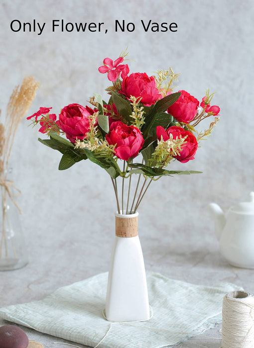 SATYAM KRAFT 1 Pcs Artificial Lovely Rose Fake Flowers Sticks Bunch decorative items for home Decor ,Room Decorations, Living Room Table, Diwali Decoration Plants and Craft Items Corner (Without Vase Pot)