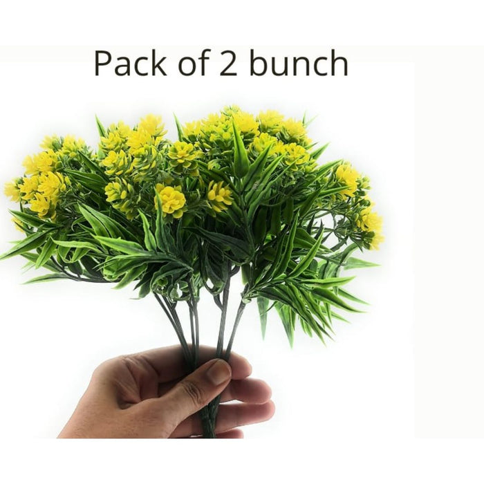 SATYAM KRAFT 2 Pcs Artificial Small Fake Flowers Sticks Bunch Decorative Items for Home, Room, Living Room Table, Diwali Decoration and Craft Items Corner (Without Vase Pot)