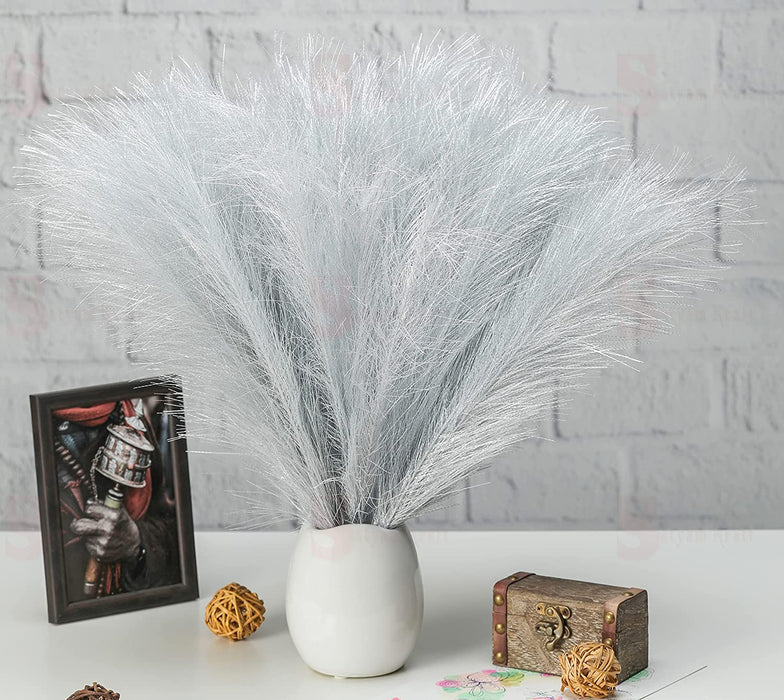 3 Pcs Glitter Faux Pampas Grass Small Fluffy Artificial Flowers Fake Flower for Home, Office, Bedroom, Balcony, Living Room, Table Decoration, Plants and Craft Items Corner