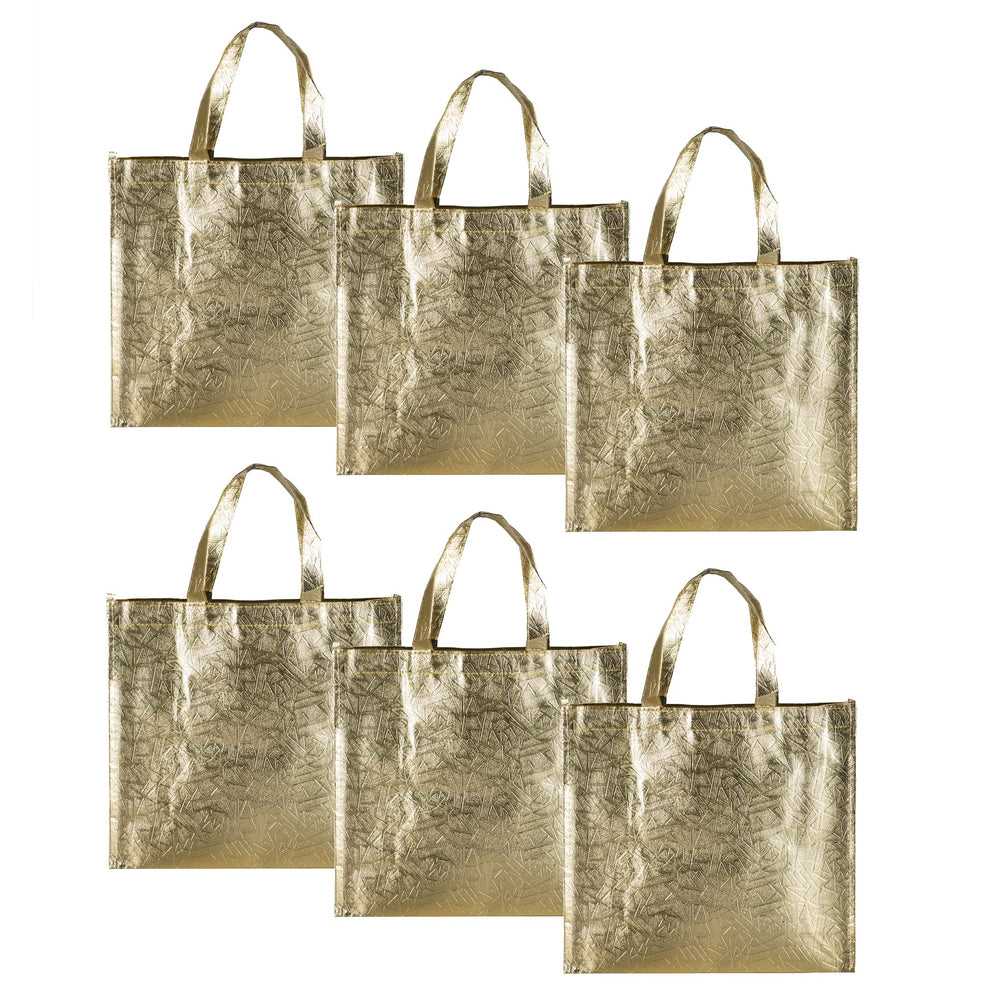 SATYAM KRAFT 12 pcs Small Size Non Woven Fabric Bag With Handle 28 x 25 cm Gift Paper bag, Carry Bags, gift bag, gift for Birthday, gift for Festivals, Season's Greetings and other Events(Gold)(Pack of 12)