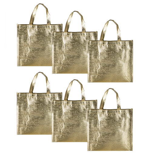 12 pcs Small Size Non Woven Fabric Bag With Handle 28 x 25 cm Gift Paper bag, Carry Bags, gift bag, gift for Birthday, gift for Festivals, Season's Greetings and other Events(Gold)(Pack of 12)