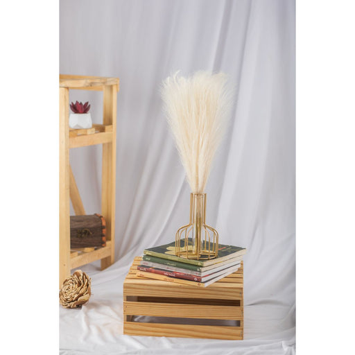 SATYAM KRAFT 3 Pcs small Faux Pampas Grass Fluffy Artificial Flowers Fake Flower for Home, Office, Bedroom, Balcony, Living Room, Table Decoration, Plants and Craft Items Corner